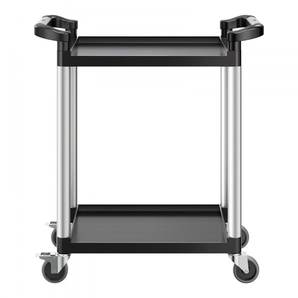 VEVOR Multifunctionele trolley, 136 kg laadvermogen, 2-laags kunststof gereedschapswagen met 360° zwenkwielen (2 met remmen), 800 x 410 x 945 mm Grote serveerwagen voor magazijn, kantoor, thuis, restaurant, keuken