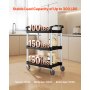 VEVOR Multifunctionele Trolley 136kg 3-laags servicewagen Gereedschapswagen 880x410x990mm