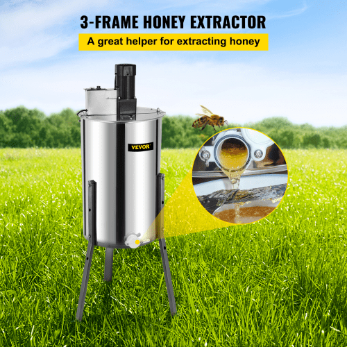 3 Frame Electric Honey Extractor 15" Diameter 24" Barrel Height 2" Outlet
