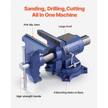 VEVOR 165 mm multifunctionele bankschroef gemaakt van robuust nodulair gietijzer, 360° draaibare basis