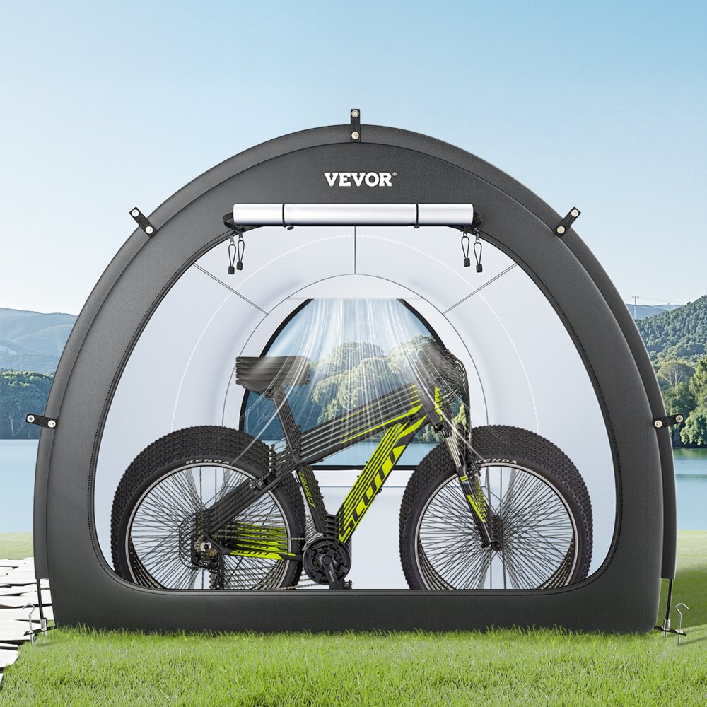 VEVOR Bike Storage Tent, 5+ Bikes, Outdoor Spacious Bike Storage Tent with Ventilated Window, Waterproof Fan-Shaped Bike Tent with High Strength Fiberglass & Dual Zippers, Fit for Bicycle