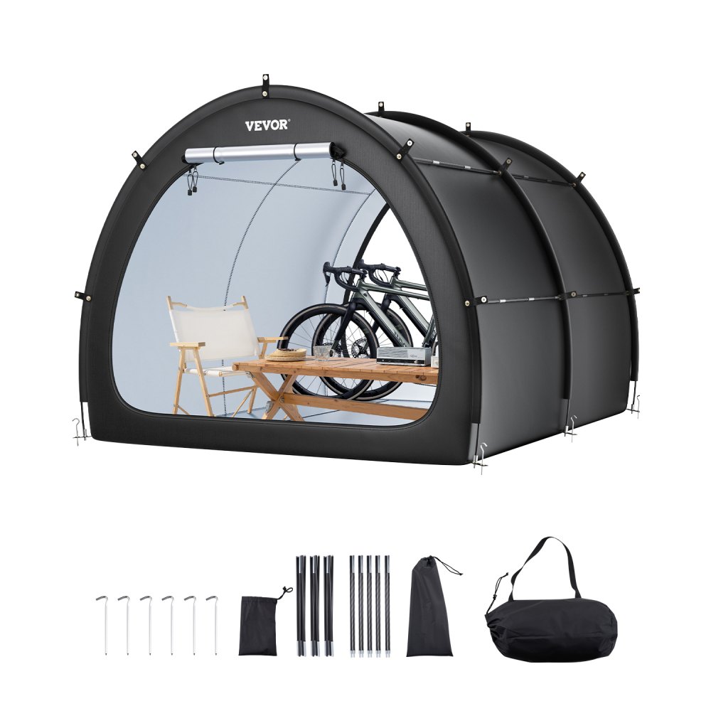 VEVOR Bike Storage Tent, 5+ Bikes, Outdoor Spacious Bike Storage Tent with Ventilated Window, Waterproof Fan-Shaped Bike Tent with High Strength Fiberglass & Dual Zippers, Fit for Bicycle
