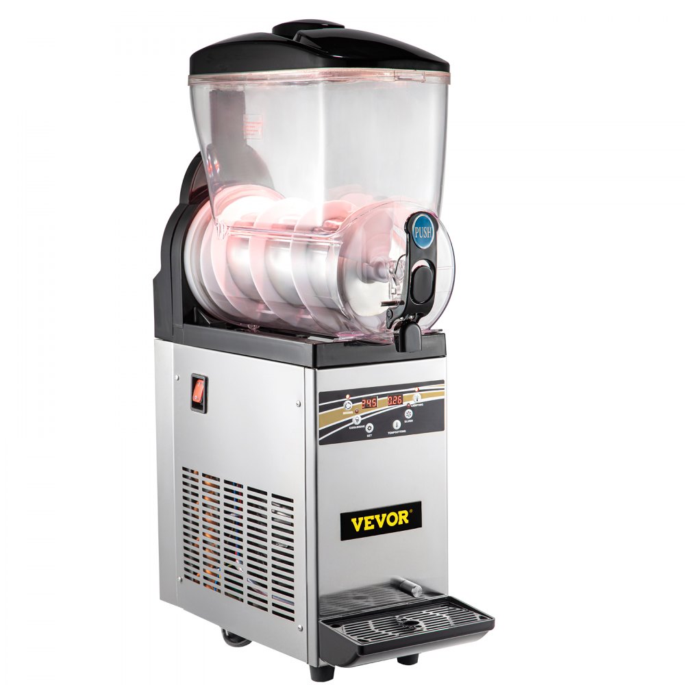 VEVR Commerciële Slush Machine, 15L Tank Margarita Slush Machine, 500W RVS Bevroren Slushie Machine, Temperatuur Slush 16°F tot 32°F Commerciële Ice Slush machine, Perfect voor Restaurants Cafés Bars
