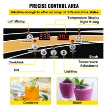 VEVOR Frozen Drink Machine 2X15 L Commerciële Slush Machine 890W Margarita Machine van Roestvrij Staal, PC en ABS met Efficiënt Koelen, 3 Zijden Effectief Warmteafvoer Perfect voor Ijskoude Drankjes