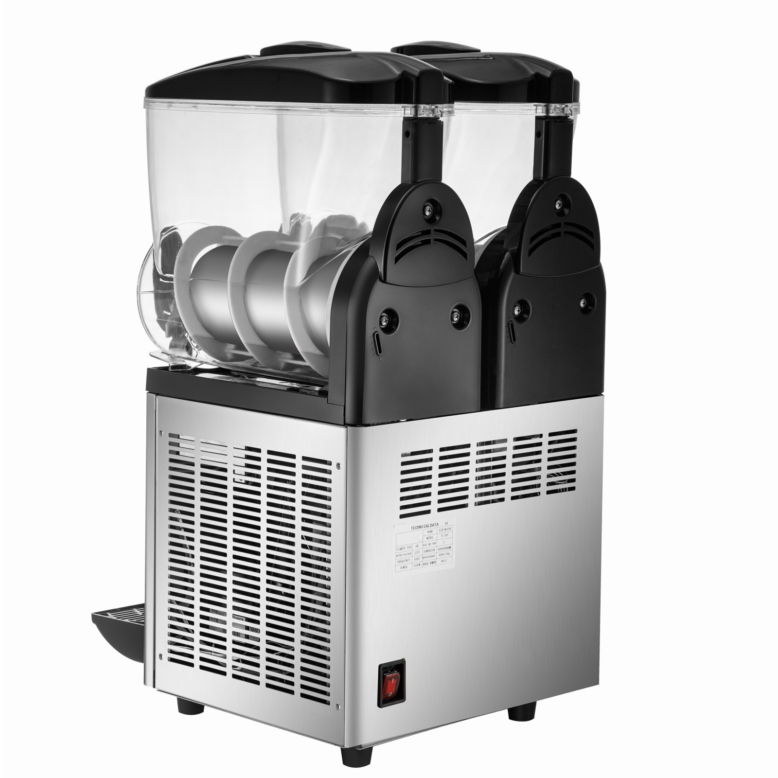 VEVOR Frozen Drink Machine 2X15 L Commerciële Slush Machine 1000W Margarita Machine van Roestvrij Staal, PC en ABS met Efficiënt Koelen, 3 Zijden Effectief Warmteafvoer Perfect voor Ijskoude Drankjes