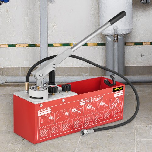 VEVOR Hydrostatische Druktest Pomp, Test tot 25 Bar/2,5 MPa, Tank van 3,2 Gallon, Testpomp Druktestpomp met 2-delige Meter & R 1/2 inch Aansluiting, voor het Testen van Vloeistofdruk in Pijpleidingen