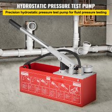 VEVOR Hydrostatic Pressure Test Pump, Test Up to 25 bar/2.5 MPa, 3.2 Gallon Tank, Hydraulic Manual Water Pressure Tester Kit with Two-Unit Gauge & R 1/2" Connection, for Pipeline Fluid Pressure Testin