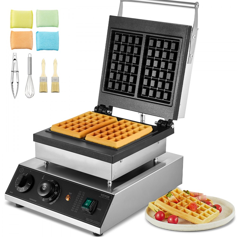 VEVOR 2PCS Commercial Waffle Maker Rectangle Waffle Baker Machine 2000W