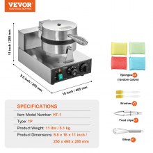 VEVOR Commercieel Wafelijzer Wafelijzer 1230W 4 Waaiervormige Wafels