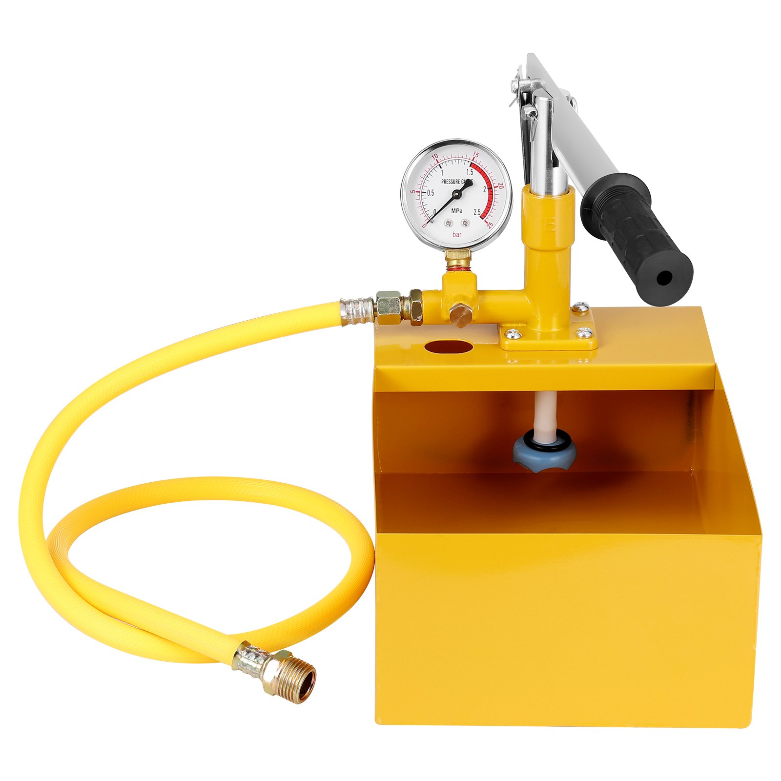 VEVOR Drukontlastingspomp, max. 25 bar, vulpompset met enkele klep en manometer, 5L watertank, 1m slang met 1/2-inch buitendraad voor leidingen