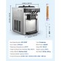 VEVOR Commerciële ijsmachine met een capaciteit van 20-28 l/u, softijsmachine van 2200 W met 2 x 6 liter containers, voorkoeling, zelfreiniging en led-display, tafelmodel voor snackbars, dessertwinkels en cafés, zilverkleurig.