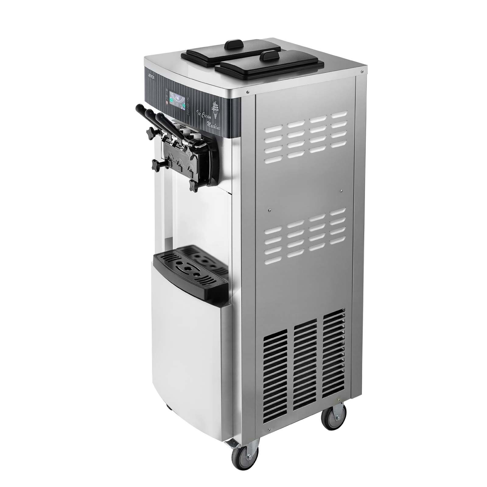 VEVOR Commerciële Softijsmachine 2200 W, Vrijstaande ijsmachine met een productiecapaciteit van 20-28 l/u, met 3 smaken en 2 containers (6 l), voorkoeling en zelfreiniging voor snack- en dessertwinkels.