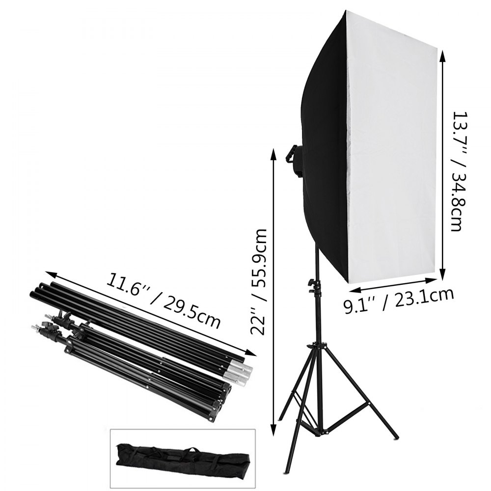 VEVOR studioverlichtingsset met 1,6x3m trapas met witzwarte groene achtergrond en 4x45W softbox-parapluset voor fotostudio, softbox professionele studiolichtsets E 27 lampvoet