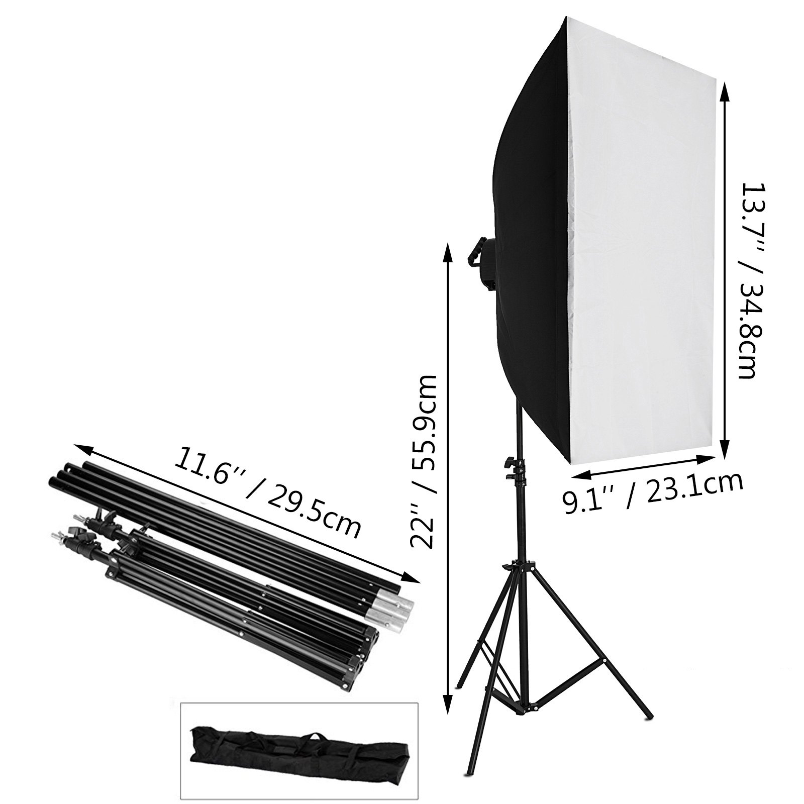 VEVOR studioverlichtingsset met 1,6x3m trapas met witzwarte groene achtergrond en 4x45W softbox-parapluset voor fotostudio, softbox professionele studiolichtsets E 27 lampvoet