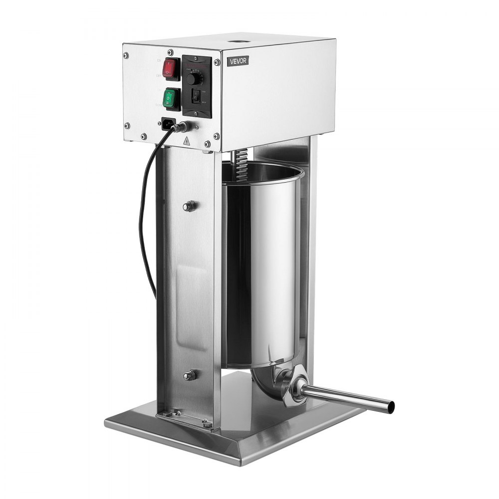 VEVOR elektrische worstvuller 12L verticale worstvuller van roestvrij staal voor huishoudelijk, commercieel, jacht- en dierenvoedingsgebruik, met voetpedaal, traploze regeling, 4 vulbuizen en vaatwasbestendige onderdelen