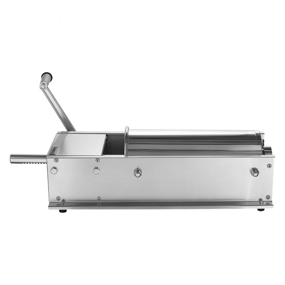 VEVOR Handmatige Worstvuller 5L Horizontale Worstvuller Roestvrij Staal voor Thuis, Kamperen, Grillen & BBQ, met 4 Vulbuizen, 2 Snelheidsstanden, Ergonomische Handgreep en Afneembare Onderdelen