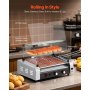 VEVOR Hotdog Grill Machine Hotdogs 11 rollen roestvrij staal, 2200 W, elektrische grill met deksel & 2 temperatuurregelaars & opbergbox aan de zijkant & uitneembaar rooster & lekbak