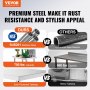 VEVOR roestvrijstalen werktafel versus andere: SUS201-staal, capaciteit van 700 lbs, verdikt tafelblad.