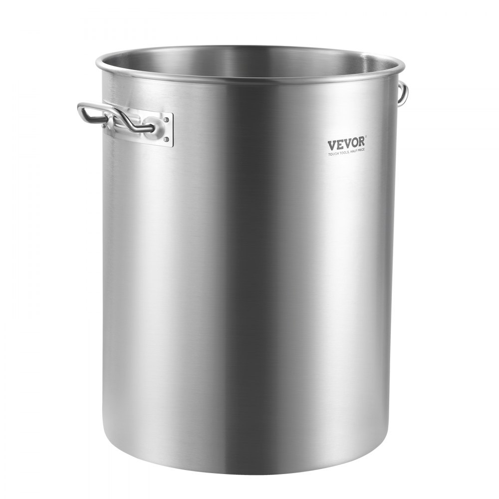 VEVOR Stainless Steel Stockpot, 36 Quart Cooking Pots, Cookware Sauce Pot with Basket, Lid, and Handle, Heavy Duty Commercial Grade Stock Pot, Sanding Treatment, for Steaming Boiling or Frying Silver