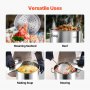 VEVOR Stainless Steel Stockpot, 36 Quart Cooking Pots, Cookware Sauce Pot with Basket, Lid, and Handle, Heavy Duty Commercial Grade Stock Pot, Sanding Treatment, for Steaming Boiling or Frying Silver