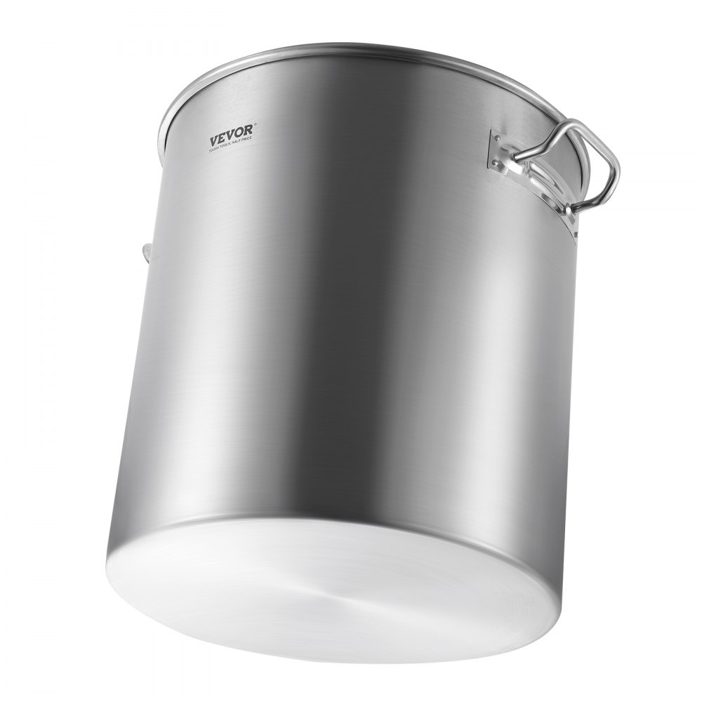 VEVOR RVS soeppan, 60,5L grote pan, kookgerei steelpan met mand, deksel en handvat, soeppan van commerciële kwaliteit, schuurbehandeling, voor evenementen met grote groepen