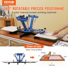 VEVOR Screen Printing Machine, 4 Color 2 Station 360° Rotable Silk Screen Printing Press, 21.2x17.7in / 54x45cm Screen Printing Press, Double-layer Positioning Pallet for T-shirt DIY Printing