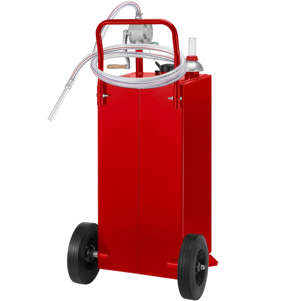 VEVOR 30 Gallon Brandstoftrolley, Brandstofopslag met 2 wielen, Handmatige overbrengpomp, Benzine-dieselbrandstofcontainer voor auto's, grasmaaiers, ATV's, boten, meer, Rood