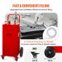 VEVOR 30-Gallon brandstoftank, gasopslagtank en 4 wielen, met handmatige overbrengpomp, benzine-dieselbrandstofcontainer voor auto's, grasmaaiers, ATV's, boten, enz., Rood