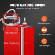 VEVOR 30 gallon brandstoftank, gasopslagtank en 4 wielen met handmatige transferpomp, benzine-dieselbrandstoftank voor auto's, grasmaaiers, ATV's, boten, enz. Rood