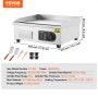 VEVOR Commerciële Elektrische Grill, 2800 W, Platte Grillplaat voor op het aanrecht, Instelbare temperatuur van 50–300 °C, 45 x 30 x 1 cm, Roestvrijstalen Grillplaat met 2 Spatels en 2 Borstels voor Thuis- of Restaurantgebruik
