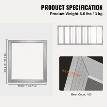 VEVOR zeefdrukkit, 6 stuks aluminium zeefdrukframes, 18 x 20 inch zeefdrukframe met 160 mesh, hoogspanning nylon gaas en afdichtingstape voor T-shirts, doe-het-zelf afdrukken, enz.