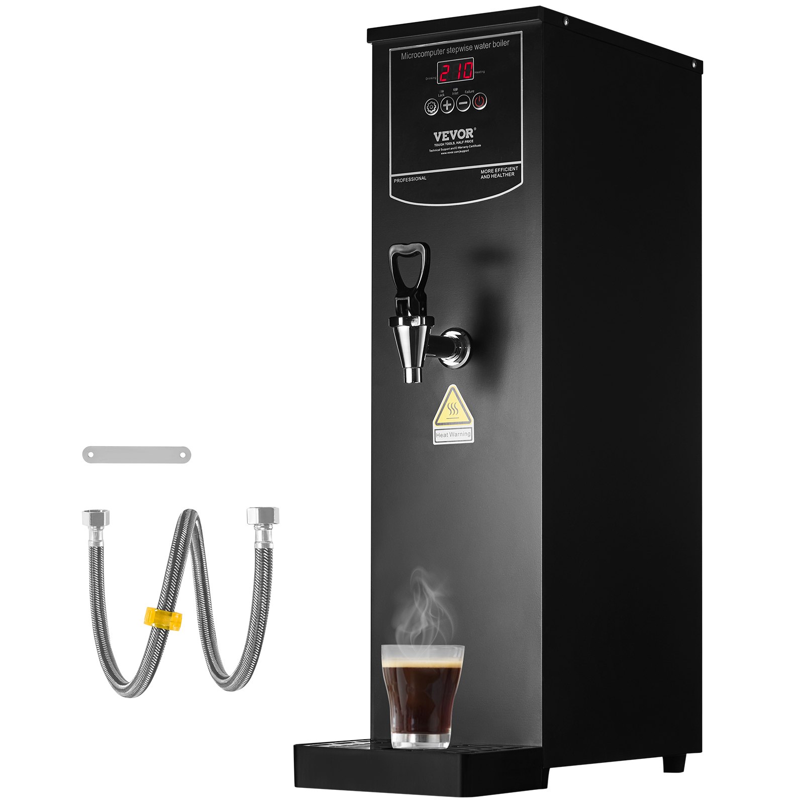 VEVOR Commerciële 20L elektrische heetwaterdispenser met roestvrijstalen verwarmingsbuis, 2500W, geleidelijke snelle verwarming, 50L per uur, heetwaterboiler, voor koffie- en theerestaurants