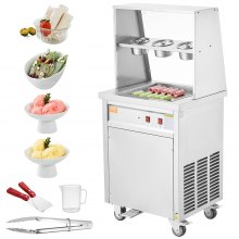 VEVOR Fried Ice Cream Roll Machine, Square 14" x 14" Ice Cream Frying Pan, Commercial Stainless Steel Ice Cream Maker with Compressor and 2 Scrapers