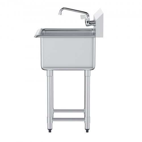 Enkele spoelbak 1 Compartiment, Vrijstaand Dikker maken 304 roestvrij staal Nutsgootsteen, spoelbakken met aanrechtblad met kraan, voor garage, restaurant, keuken, wasruimte, binnen en buiten (Color