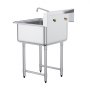 VEVOR RVS keukenspoelbak 686 x 610 x 1041 mm, RVS spoelbak met kraan 104 kg draagvermogen, RVS spoelbak Keukenspoelbak Vrijstaande spoelbak