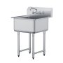 VEVOR RVS keukenspoelbak 686 x 610 x 1041 mm, RVS spoelbak met kraan 104 kg draagvermogen, RVS spoelbak Keukenspoelbak Vrijstaande spoelbak