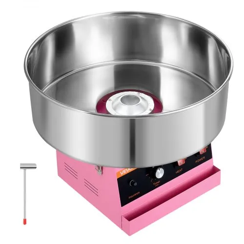 VEVOR Suikerspinmachine, 1000 W, elektrisch, roze, ideaal voor thuis, carnavals, verjaardagen, familiefeesten, eenvoudige bediening met 52 cm roestvrijstalen kom, opvangbak en suikerlepel