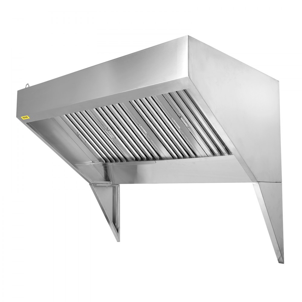 VEVOR Commercial Exhaust Hood, 5FT Food Truck Hood Exhaust, 201 Stainless Steel Concession Trailer Hood with 2 Detachable U-shaped Grid Oil Filter Mesh, Rust Resistant Vent Hood for Kitchen Restaurant