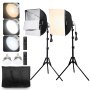 VEVOR 400 x 400 mm softboxset, professionele fotostudioset met 45 W ledlampen, 3000-6500 K instelbare kleurtemperatuur, statief, afstandsbediening, studiolampen voor portretfotografie, livestreaming