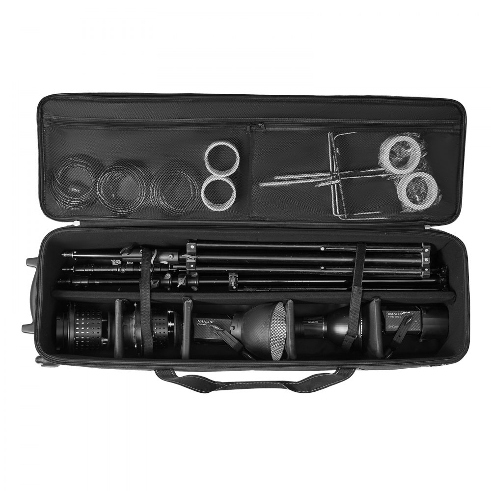 VEVOR Studio Trolley 118x37x30 cm, Transporttas voor studioapparatuur, Cameratas op wielen, Studiotas met wielen, Riemen, Gevoerd vak, Handvat, voor lampstatieven, statieven, telescopen