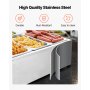 VEVOR Commerciële Voedselwarmer met 6 Containers (1/3 formaat) & Netsnoer, 1500W Roestvrijstalen Buffetwarmer, Buffetcontainers, Buffet Waterbad Voedselwarmer voor Restaurants, Feesten en Buffetten
