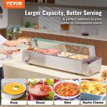 VEVOR Voedselverwarmer Chafing Dish Gastronorm Container 4x8Qt Glazen bord Commercieel