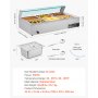 VEVOR Commerciële Voedselverwarmer (6 x 1/2 Maat Containers), 1,5 kW Elektrische RVS Warmhoudcontainer met Glazen Deksel & Soeplepel, Chafing Dishes voor Catering Restaurant Feesten