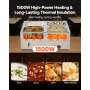 VEVOR Commercial Food Warmer, 1500W Electric Stainless Steel Steam Food Warmer with Lid, 4-Pan Fast Heating Countertop Buffet Bain Marie with Soup & Perforated Ladles, for Catering, Restaurant, Party