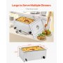 VEVOR Commercial Food Warmer, Full-Size Pan Electric Steam Table, 1200W Professional Countertop Stainless Steel Buffet Bain Marie with 86-185°F Temp Control for Catering, Buffet, Parties, Restaurants