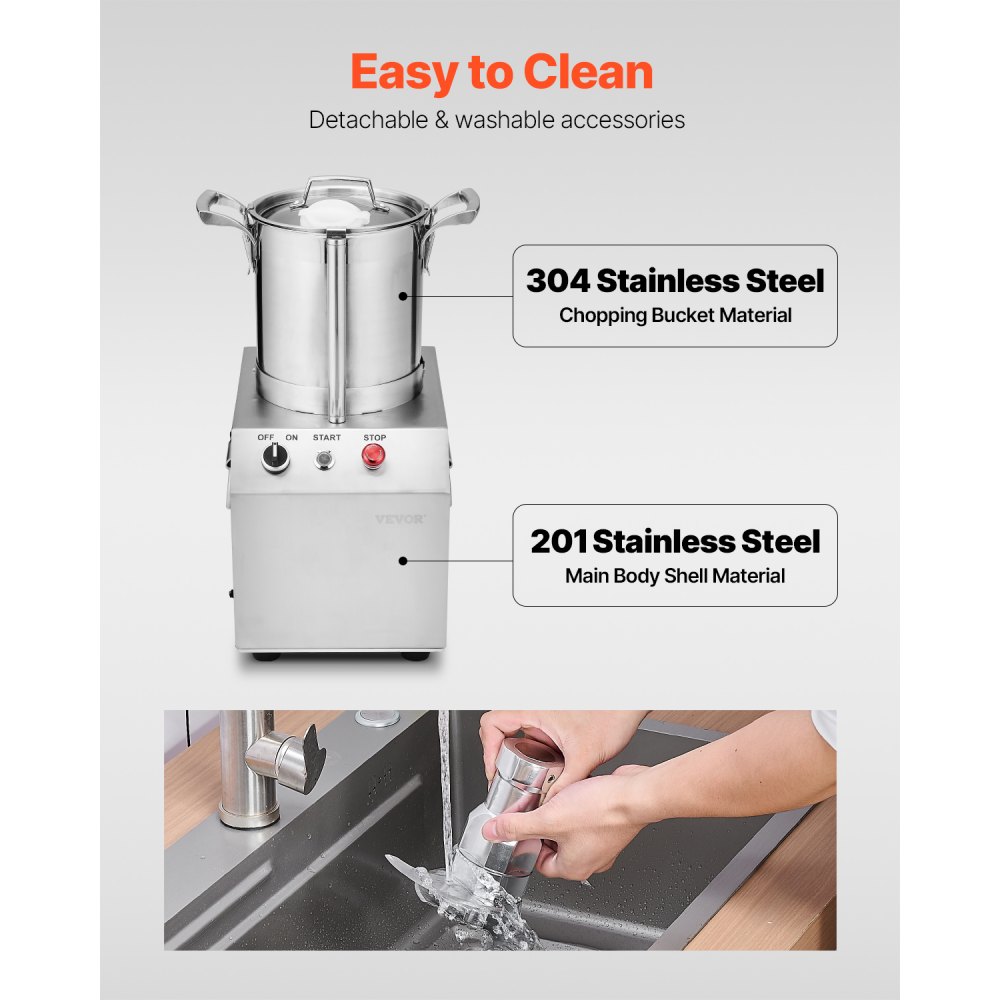 VEVOR Food Processor & Vegetable Chopper, 4L Food-Grade Stainless Steel Food Processor Chopper with 2 Extra S-Curve Blades, Ideal for Chopping Vegetables, Fruit, Grains, Nuts