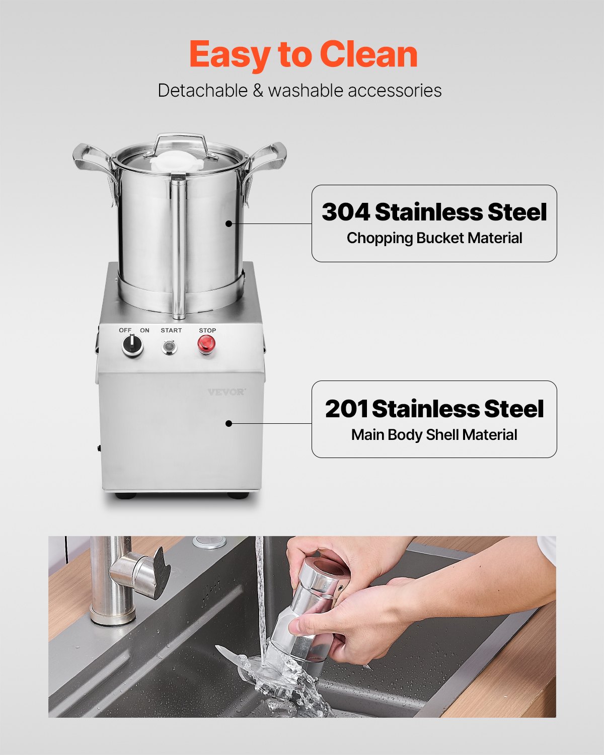 VEVOR Food Processor & Vegetable Chopper, 4L Food-Grade Stainless Steel Food Processor Chopper with 2 Extra S-Curve Blades, Ideal for Chopping Vegetables, Fruit, Grains, Nuts