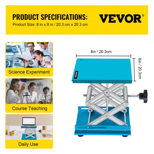 VEVOR 8x8 inch aluminium laboratorium Jack Lab Lifter Platform in hoogte verstelbaar