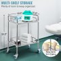 VEVOR stainless steel lab cart with multi-shelf storage and locking caster wheels