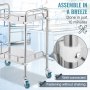 VEVOR stainless steel lab cart with wheels, easy assembly in 10 minutes.